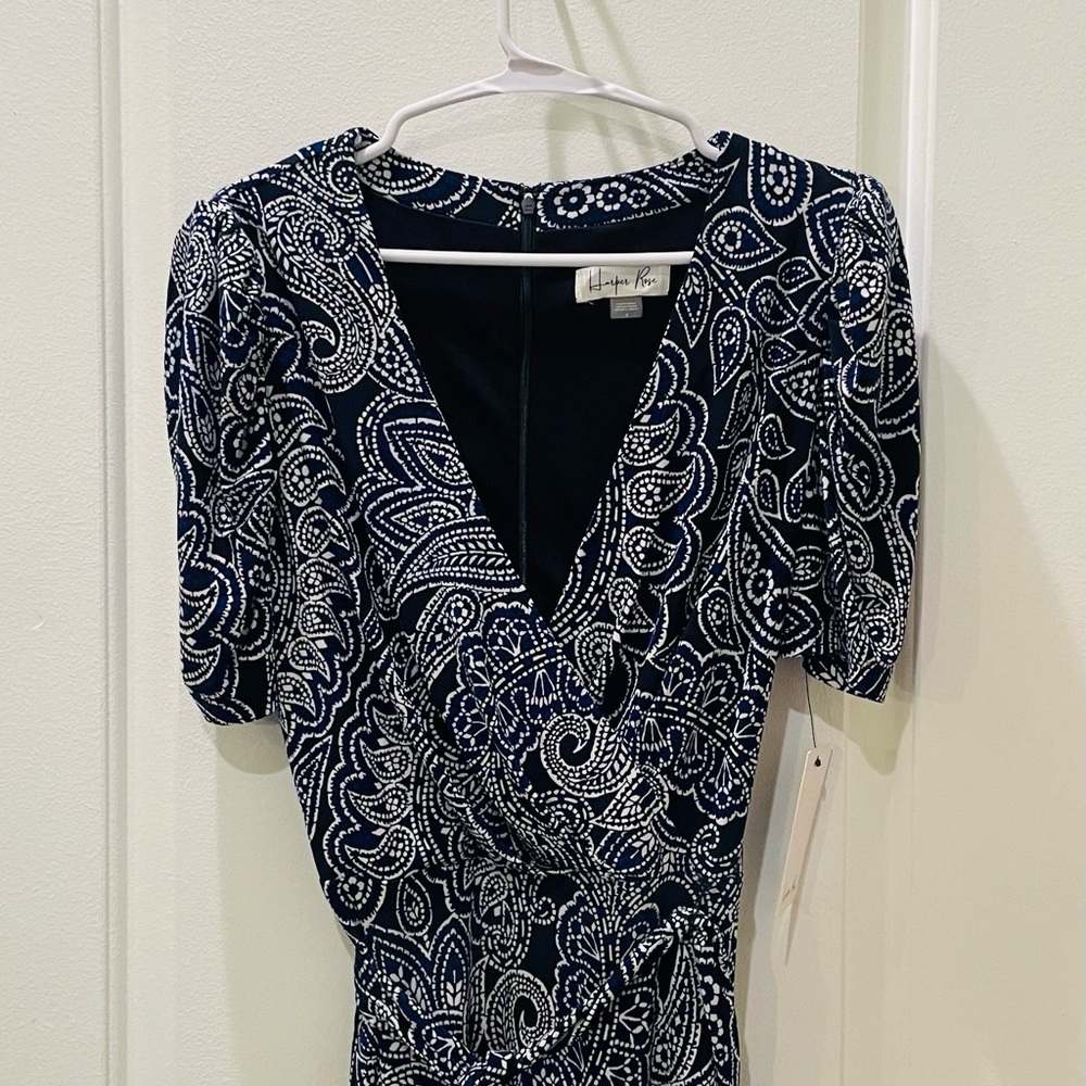 NEW…Harper Rose Drape Sleeve Patterned Wrap Dress - Picture 2 of 4